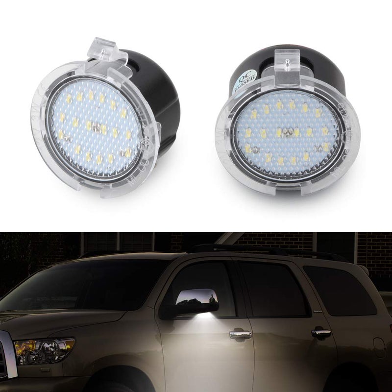 Gempro LED Side Mirror Lights Puddle Lamp Assembly for 2007-2020 Toyota Tundra, 2008-2020 Toyota Sequoia, 6000K White - Image 1